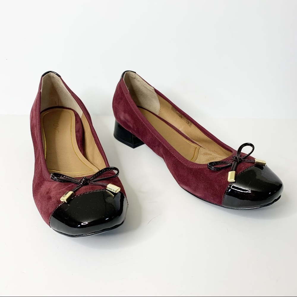 Vionic Daphne Suede Patent Block Heel Size 9.5